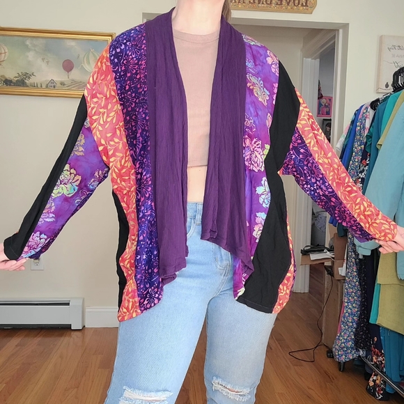 🌈 SOLD 🌈Modern boho bohemian patchwork kimono cardigan - Mexicali Blues - Picture 4 of 8